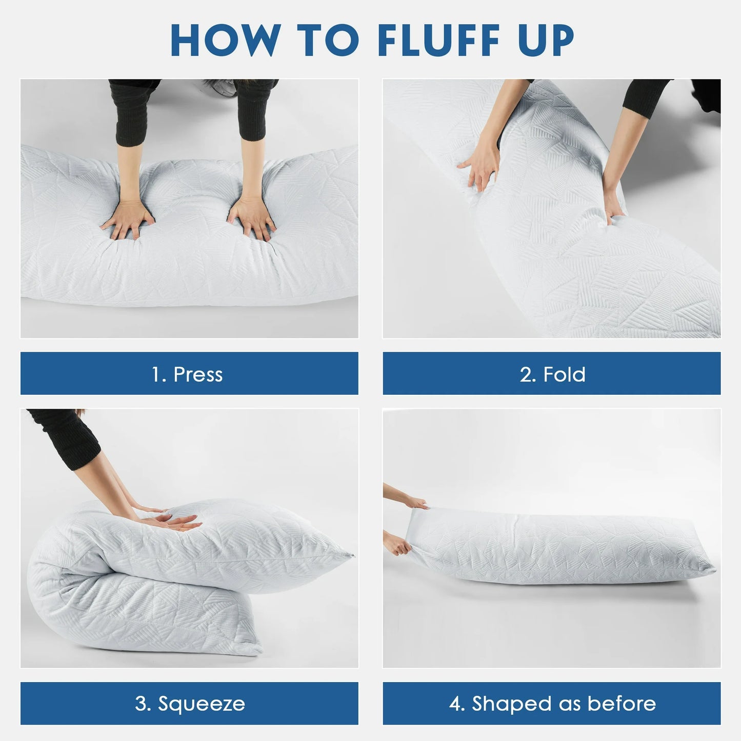MOONORAH Body Pillow, Shredded Memory Foam Soft Cooling Long Body Pillows for Adults Side Sleeper, 2 in 1 Large Full Bed Pillows for Sleeping - 20x54 inch, White