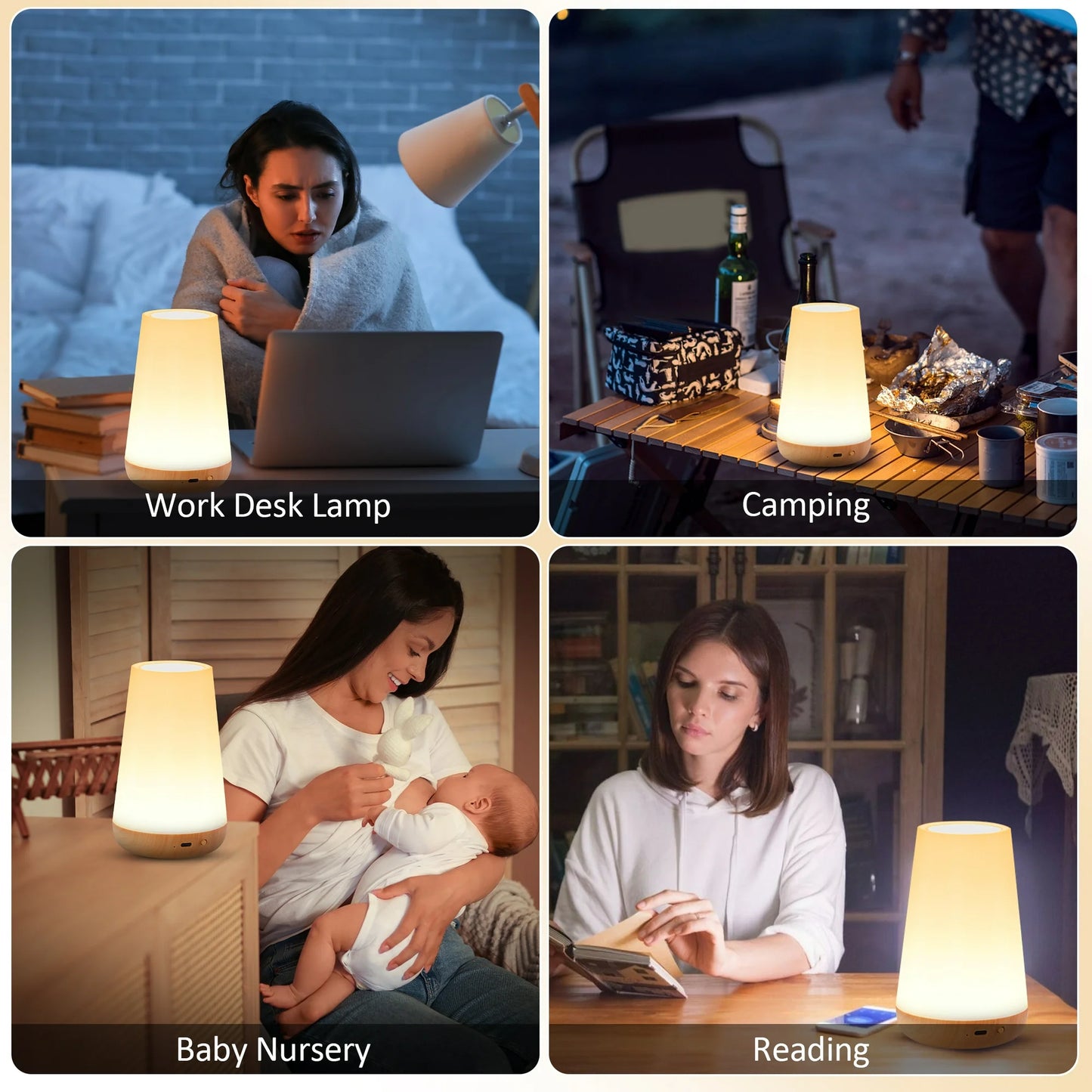 Onekawa Night Light,Dimmable Touch Table Lamp with 5 Brightness and 7 Colors,Night-Lights suitable for Nursery & Bathroom & Bedroom,White