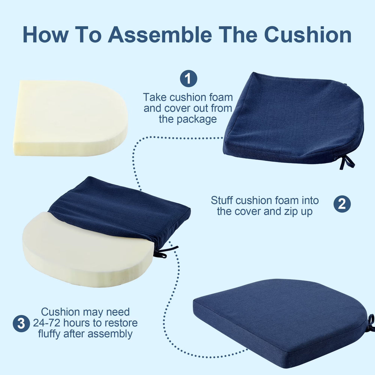 Panpaddle Outdoor Seat Cushions Rounded Square - Waterproof - 4 Pack, 17 x 16 x 2 in Blue