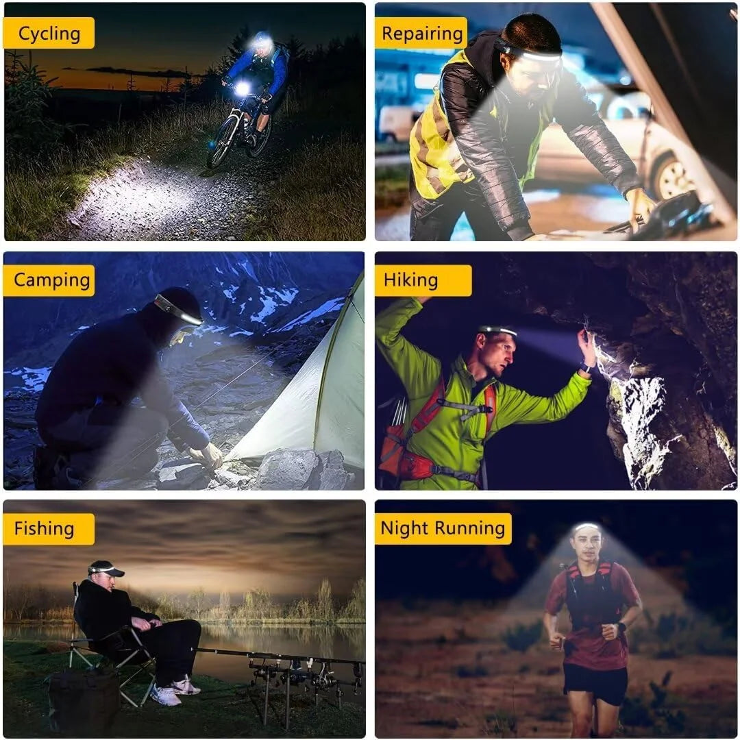 LOFTER-Pro Head Lamps, 2PCS LED Headlamps, Motion Sensor Head Lamp, Rechargeable Super Bright Lumen Headlights 230° Wide Beam for Camping, Hiking, Running