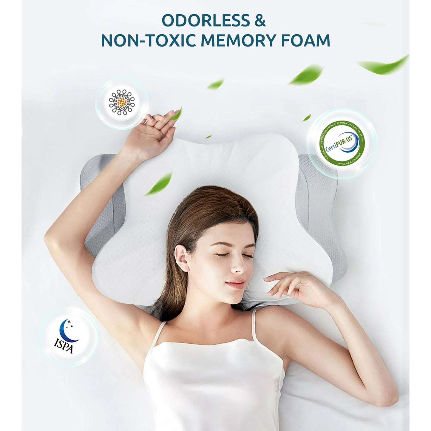 MOONORAH Memory Foam Pillow Stomach Sleeping Pillow, Protect Cervical Vertebra Pillow, Suitable For Playing Mobile Phone, Reading, Cushion In Bed, Washable Cover, Gray