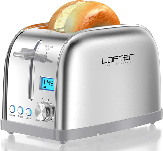 Lofter 2 Slicer Toaster with Bagel Function, Stainless Steel