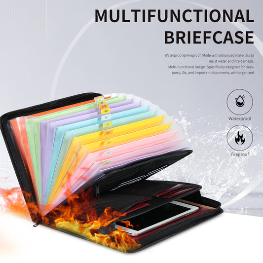 WANALIT Accordion File Organizer, Fireproof Expanding File Folder with Multi Pockets,13 Pockets Document Organizer with Handle & Labels, Portable Home Travel Safe Storage for Letter A4 Files