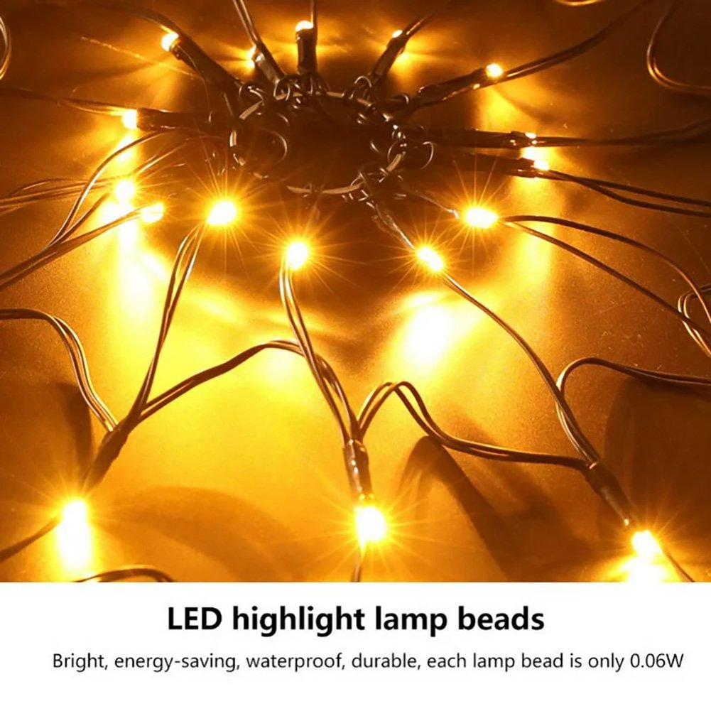 70 LED Halloween Spider Web Lights 8 Modes Light Up Spider Web Halloween Decorations for Home Indoor Outdoor Garden Patio