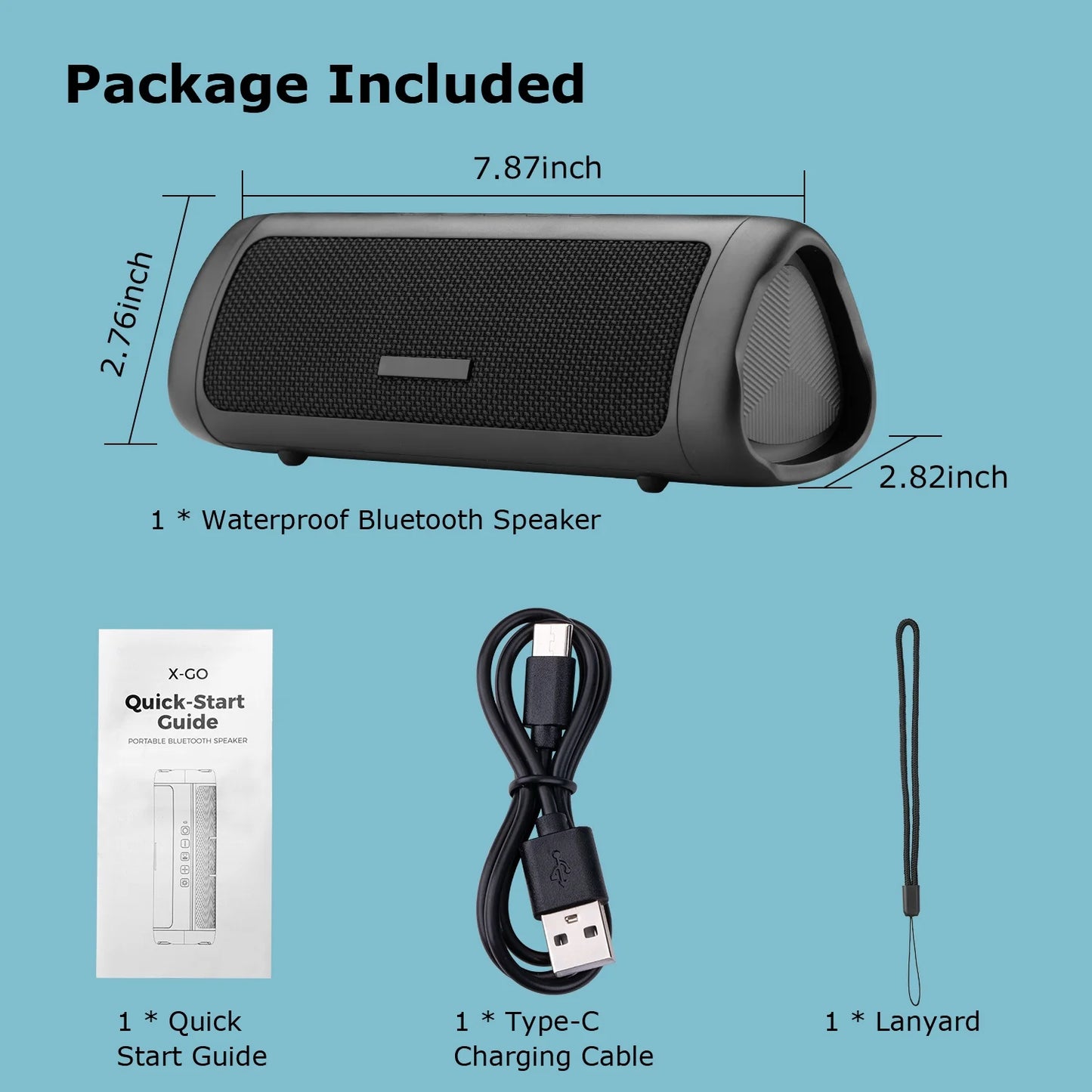 MOONORAH Bluetooth Speaker, Portable Wireless Bluetooth Speaker with HD Sound, IPX5 Waterproof, 24-Hour Playtime with Lights, Bluetooth 5.3, TWS Paring, Wireless Speaker for Home, Outdoors, Black