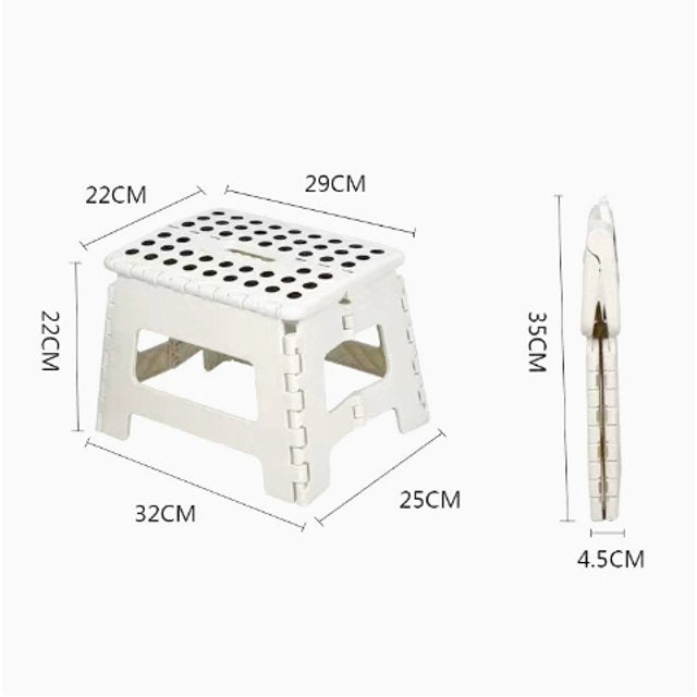 KAIPARA Folding Step Stool-9 Inch Plastic Foldable Step Stool with Portable Handle Compact,Holds Up to 331 lbs Non-Slip Polka dot Stools for Adults & Kids - White