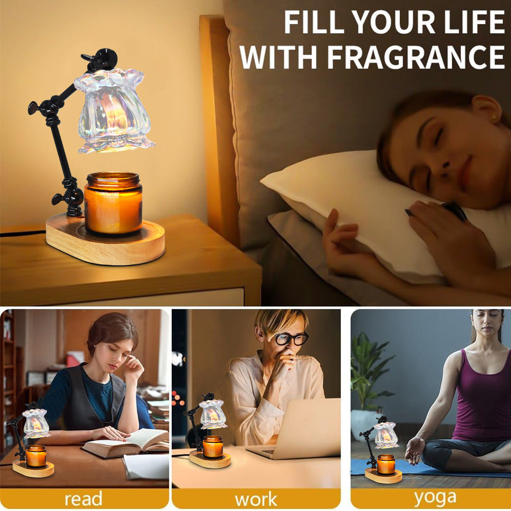 LOFTER-PRO Candle Warmer Lamp with Timer, Dimmable, Adjustable Height, Electric Top Down Melting for All Jar Candles, Home Decor Wax Melter Light, Includes 2 Halogen Bulbs, Flower