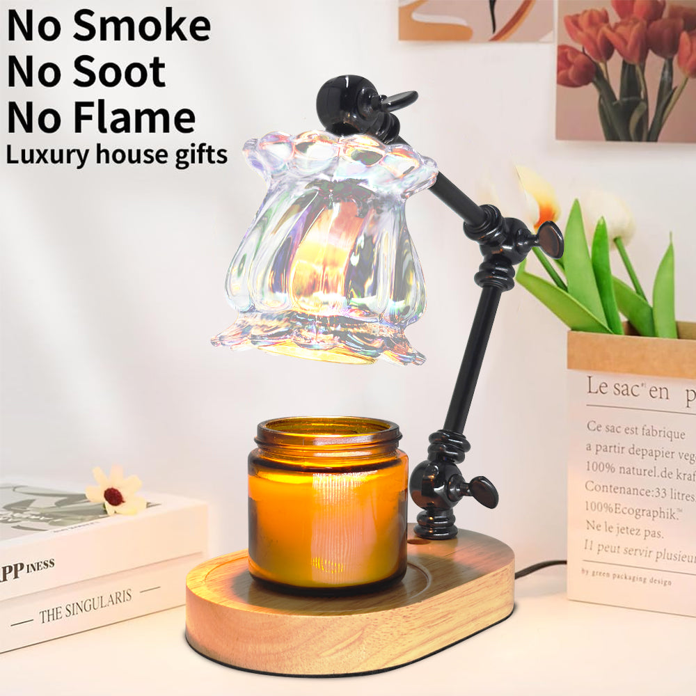 LOFTER-PRO Candle Warmer Lamp with Timer, Dimmable, Adjustable Height, Electric Top Down Melting for All Jar Candles, Home Decor Wax Melter Light, Includes 2 Halogen Bulbs, Flower