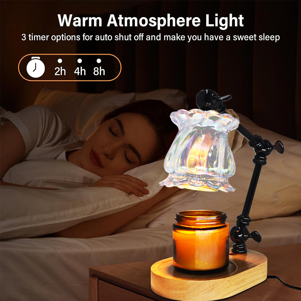 LOFTER-PRO Candle Warmer Lamp with Timer, Dimmable, Adjustable Height, Electric Top Down Melting for All Jar Candles, Home Decor Wax Melter Light, Includes 2 Halogen Bulbs, Flower