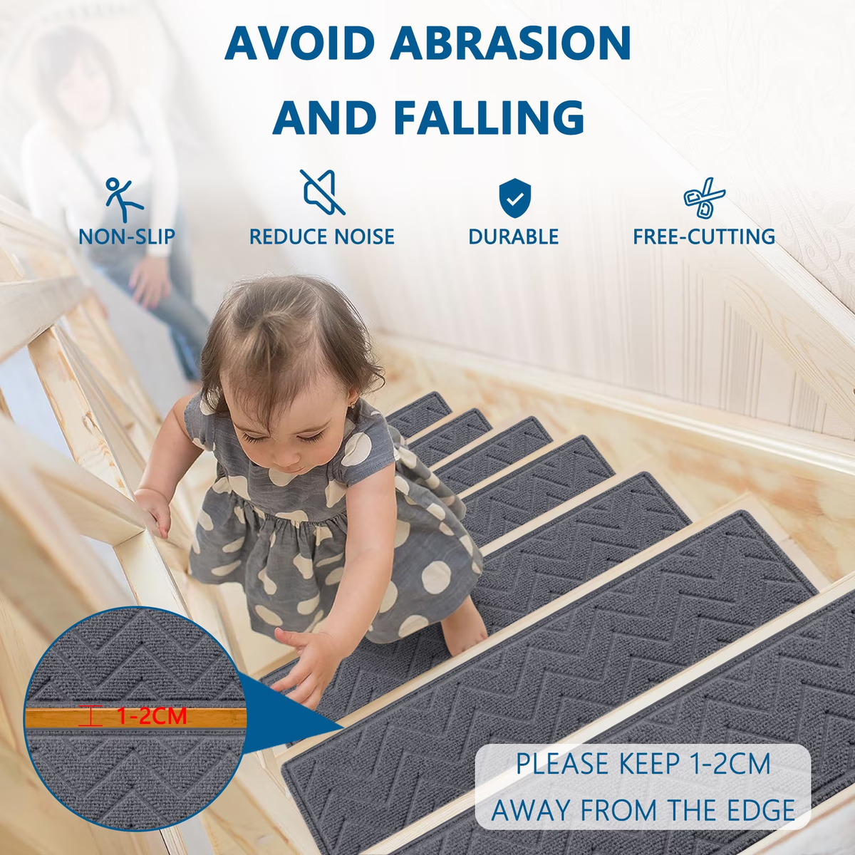 MOONORAH Stair Treads for Wooden Steps Indoor, Non Slip Reusable Staircase Step Soft Carpet Rugs, 15 Pack 30 X 8 Stair Runners for Kids Elders and Pets Dogs 4.4 out of 5 stars (4.4) 29 ratings