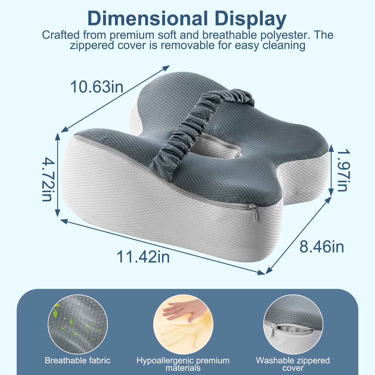 MOONORAH Knee Pillow for Side Sleepers – Memory Foam Leg Pillow for Sciatica, Back & Knee Pain Relief, Ergonomic Contour Cushion with Removable Cover and Elastic Strap, Grey