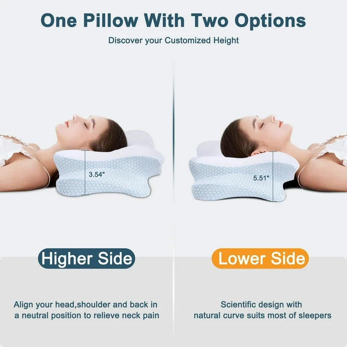 DONAMA Cervical Pillow for Neck Pain Relief, Ergonomic Orthopedic Support Pillow, Queen Size, Blue