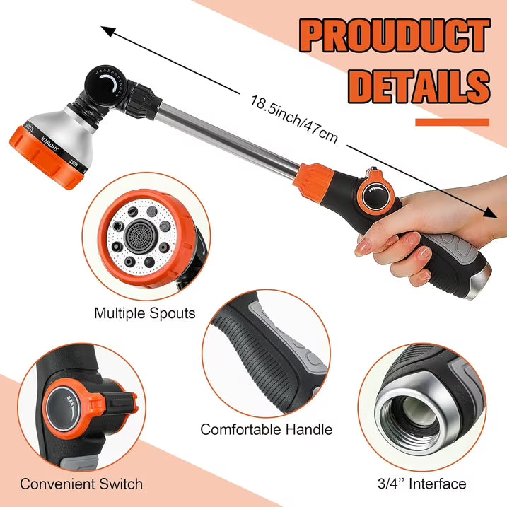 DONAMA Watering Wand - 8 Spray Patterns with Thumb Flow Control - 18.5 in