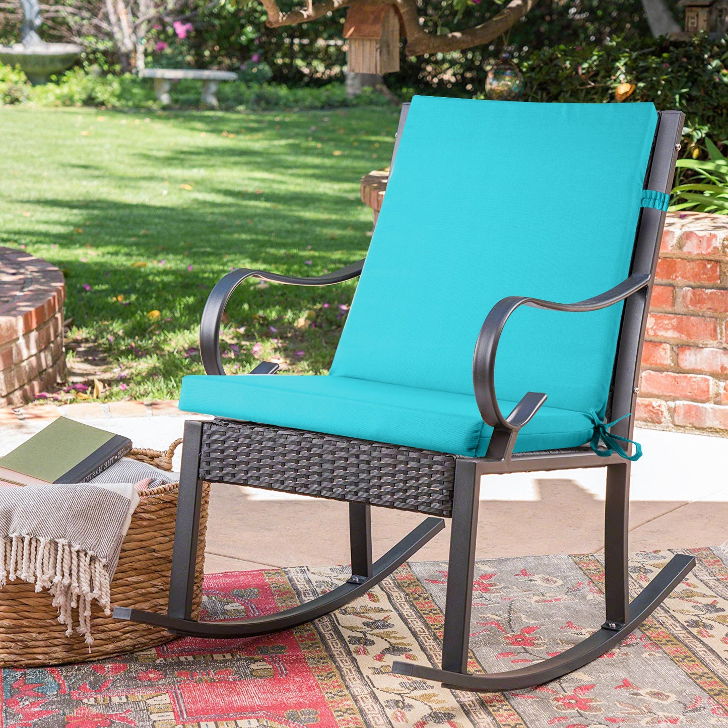 MOONORAH Outdoor Chair Cushions, Patio Seat Cushions Outdoor Chair Pads, 42"L x 18"W Rectangle Waterproof Outdoor Chair Cushion Garden Sofa Couch Chair Pads, Premium Comfortable, Peacock Blue