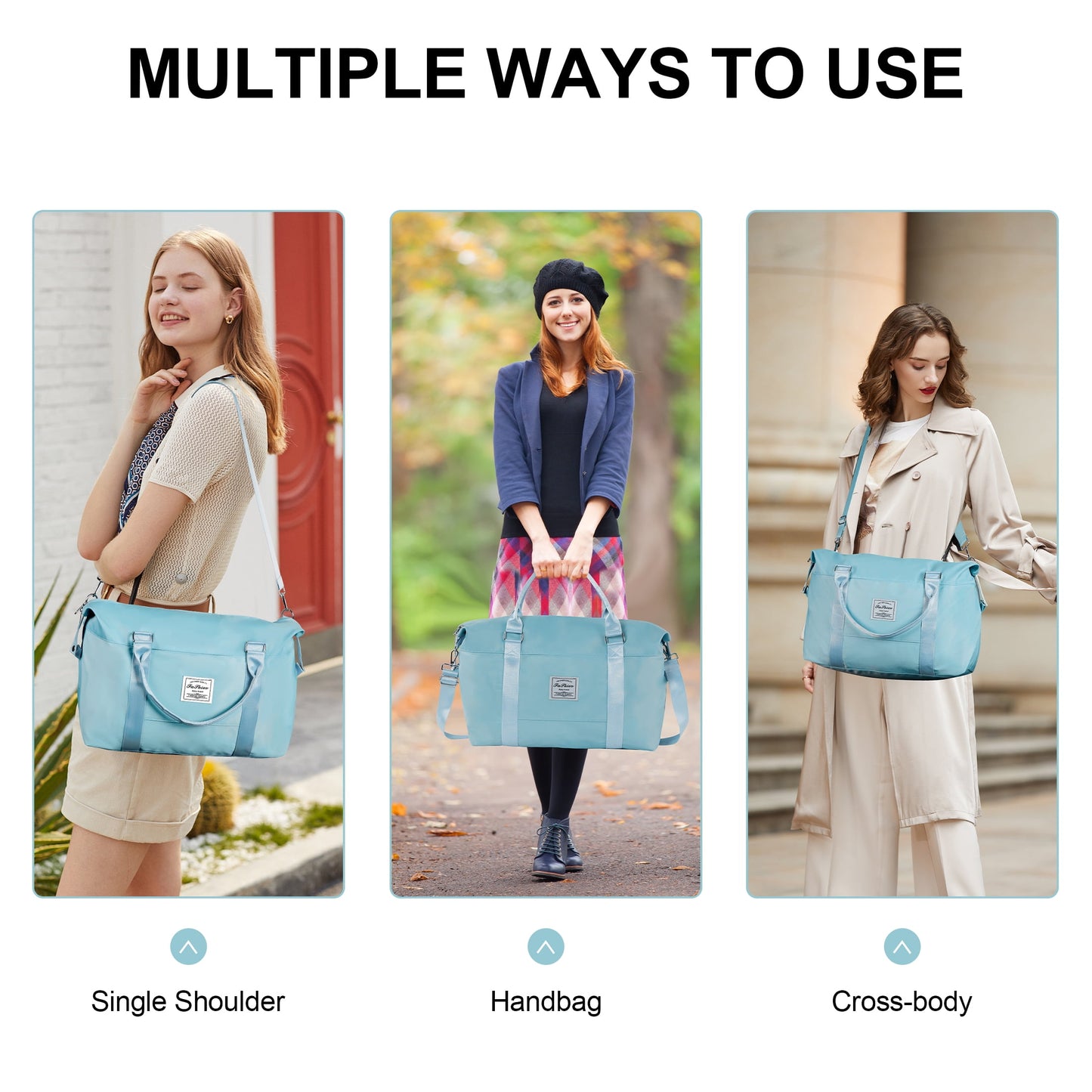 WANALIT Waterproof Duffel Bag for Gym and Travel, Weekender Carry On with Wet Dry Compartment, Luggage Sleeve, Airplane Approved (Blue)