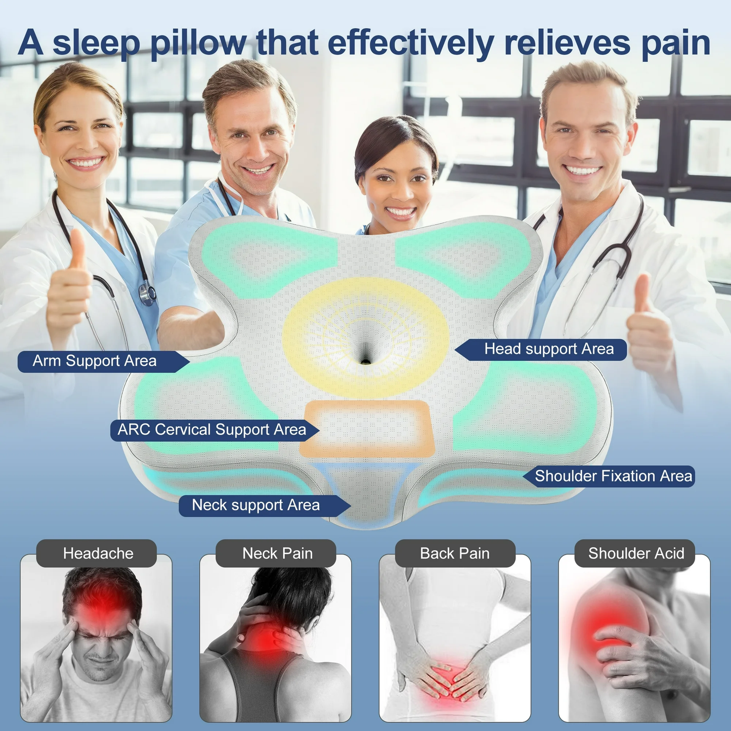 MOONORAH Cervical Pillow for Neck and Shoulder,Ergonomic Neck Support Pillow for Pain Relief,Contour Memory Foam Pillows for Side Back & Stomach Sleepers with Cooling Pillowcase,Gray 