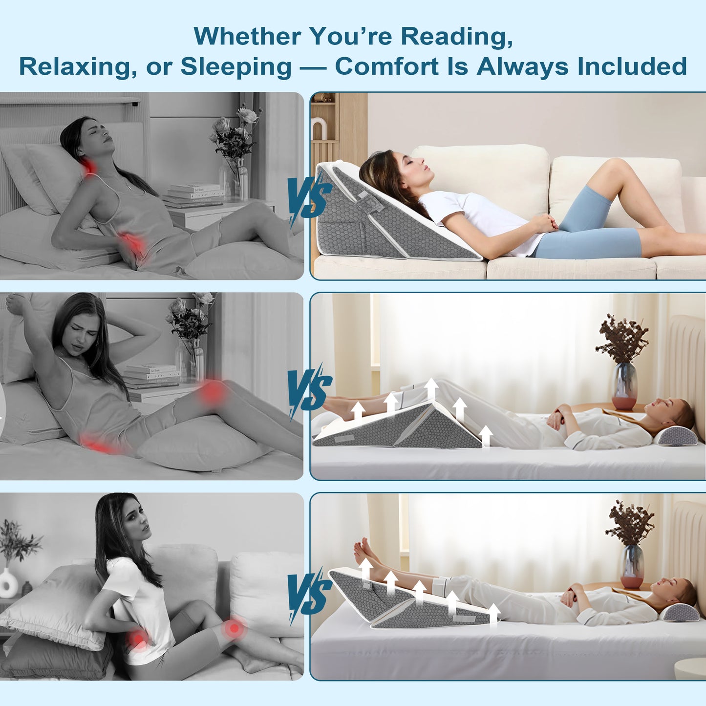 MOONORAH Bed Wedge Pillow for Sleeping, Adjustable Memory Foam with Washable Cover, Supportive Wedge for Acid Reflux, Back Pain Relief and Recovery Use - White
