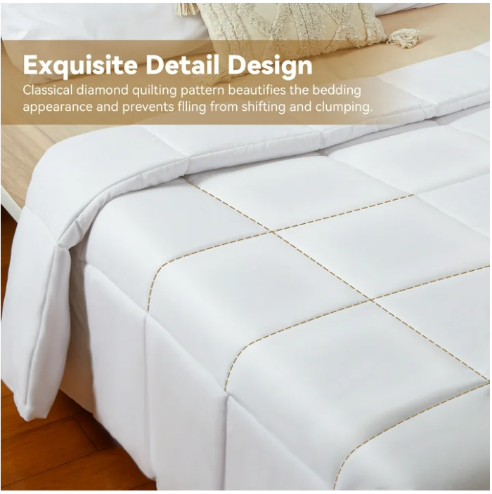 MOONORAH Cal-King Comforter Set, Bed in a Bag, Machine Washable Bedding Set with 2 Pillowcases for All Seasons - 3 Pieces White