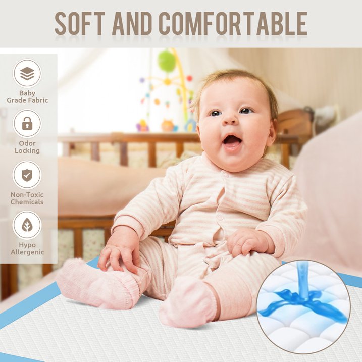 OTDLIGHT Disposable Underpads, Incontinence Bed Pads Super Absorbent Underpads 24" x 36" XL-Size, Waterproof Pee Pads, Thick Quilted Chucks Pee Pads for Adults, Kids and Babies, 30 Count