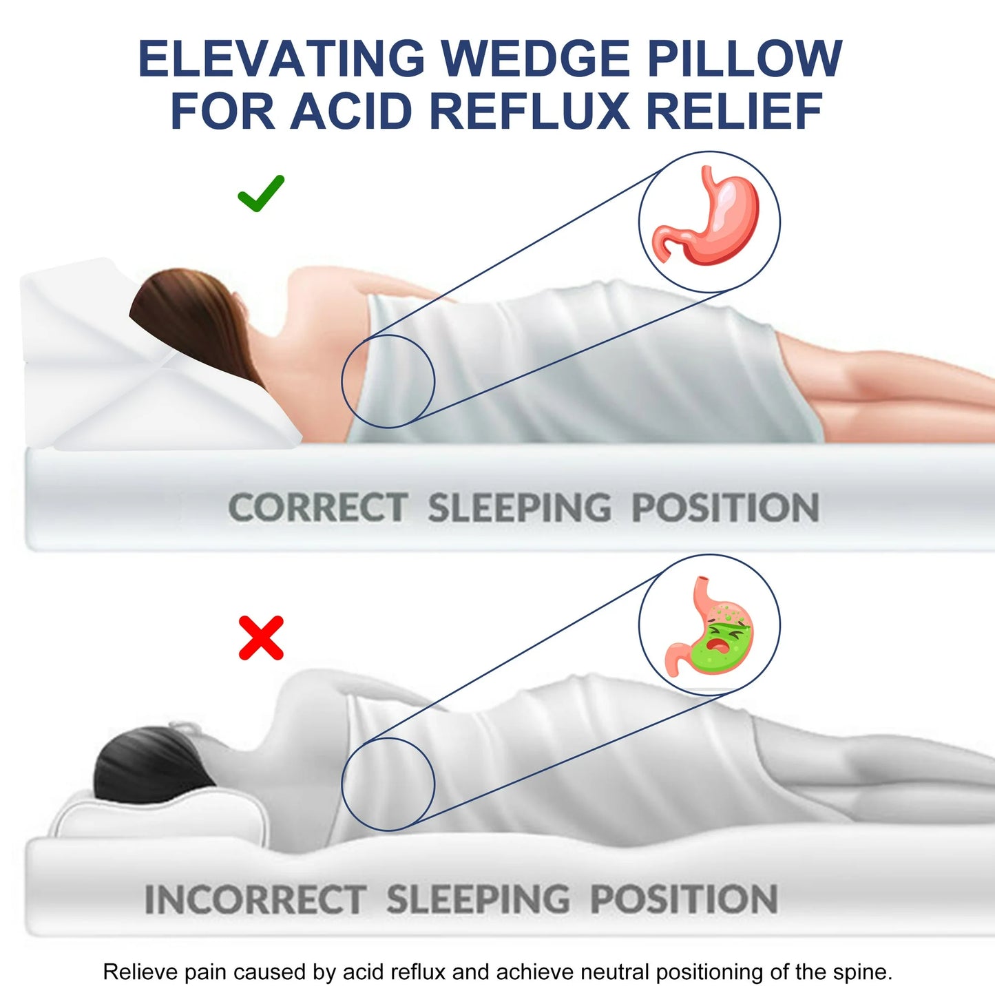 MOONORAH Wedge Pillow Set for Sleeping Post Surgery & Apnea,3 in 1 Memory Foam Reading Pillow, Orthopedic Bed Wedge Pillows Headboard for Acid Reflux, Leg Pain & Back Pain Relief - Gray