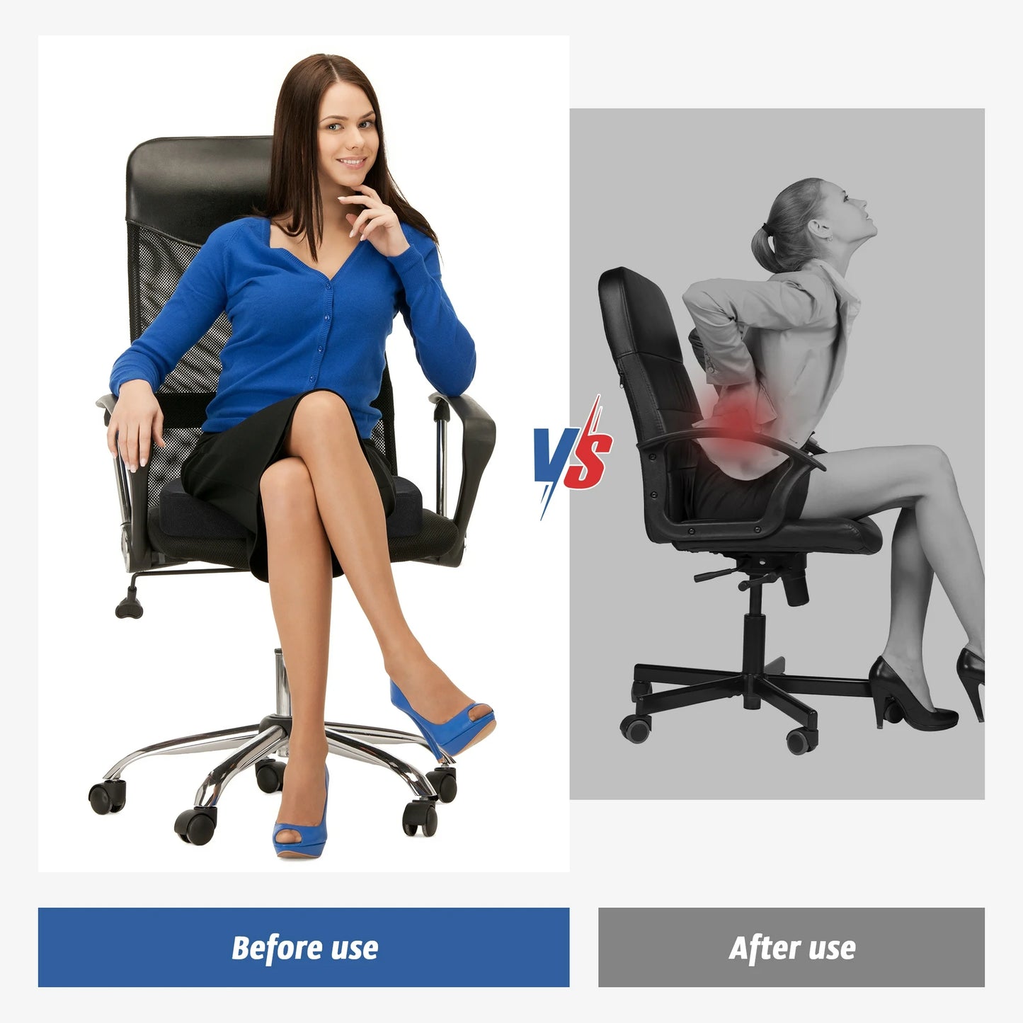 DONAMA Memory Foam Seat Cushion,Non-Slip Memory Foam Coccyx Pad for Back for Back, TailbonePain Relief,suitable for Office Chair, Gaming Chair, Car Seat and Wheelchair