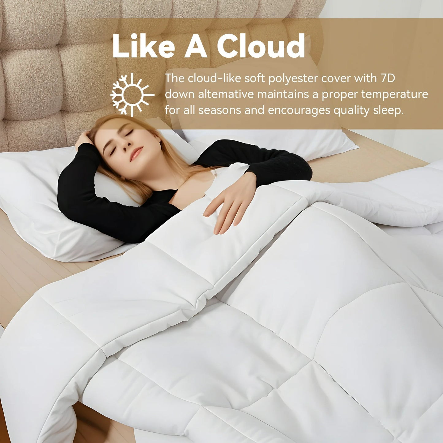 MOONORAH Cal-King Comforter Set, Bed in a Bag, Machine Washable Bedding Set with 2 Pillowcases for All Seasons - 3 Pieces White