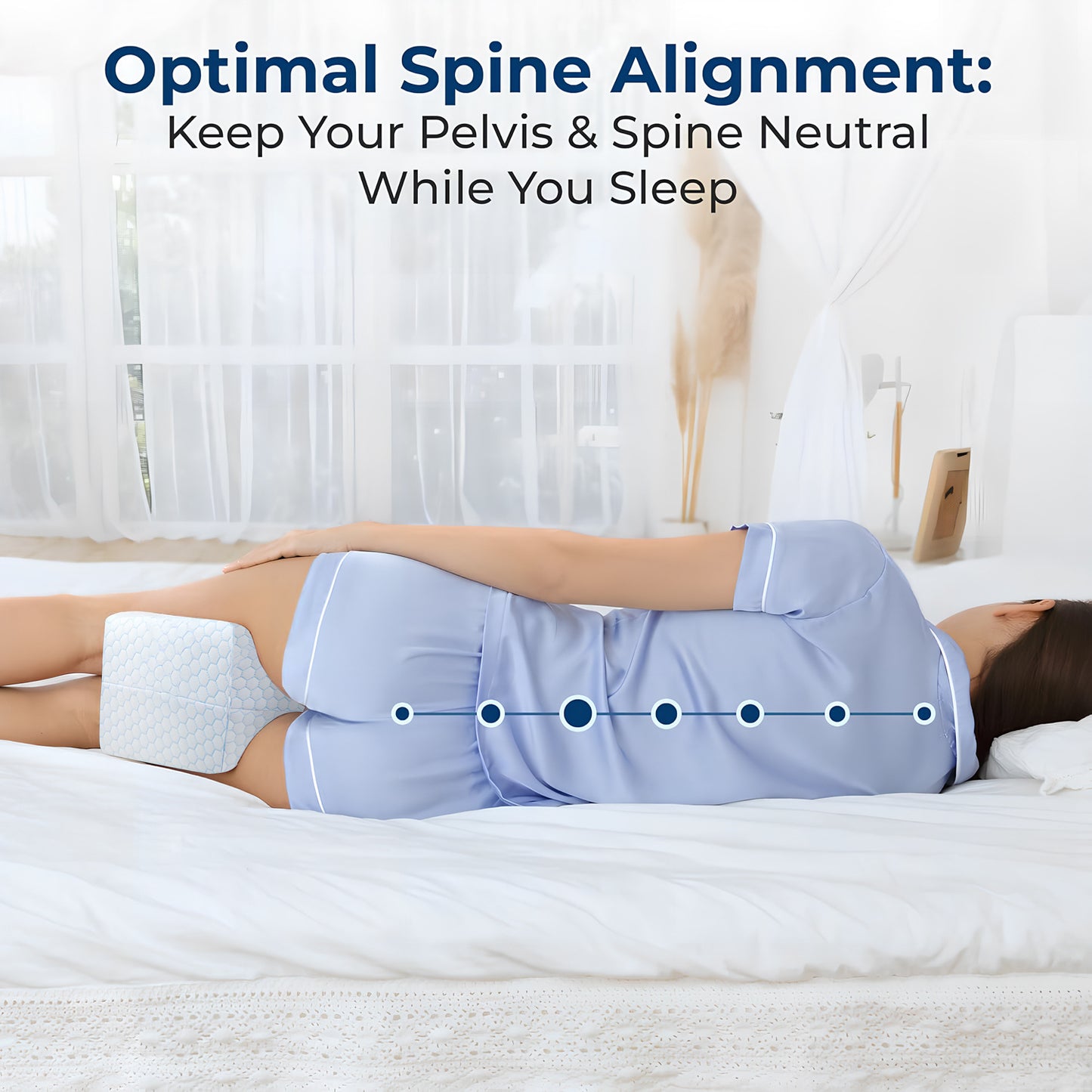 MOONORAH Knee Pillow for Side Sleepers, Memory Foam Leg Pillows for Sciatica, Back, HIPS, Joints, Hip Pain Relief, Pillows for Between Legs While Sleeping, Elastic Strap, White