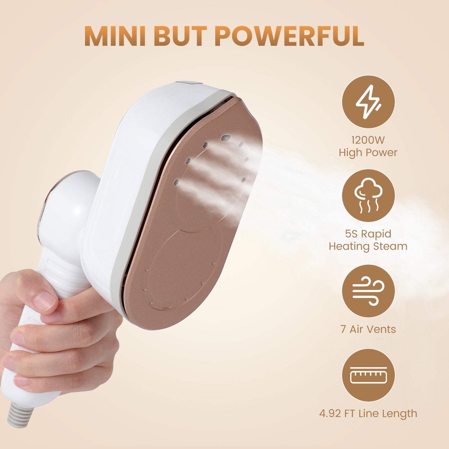 ZALFLEX Travel Steamer Iron for Clothes, 1400W Handheld Size Portable Travel Steamer, 3 Steam Levels Garment Steamers with LCD Screen, 15S Fast Heat-up Steamer for Dress Shirt Home Travel, White