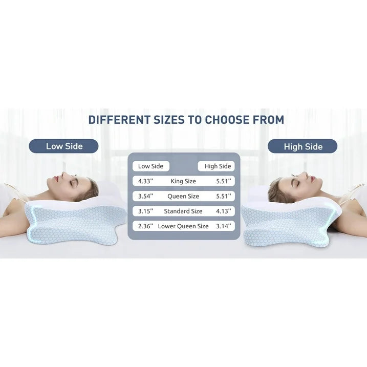 DONAMA Cervical Pillow for Neck Pain Relief, Ergonomic Orthopedic Support Pillow, Queen Size, Blue