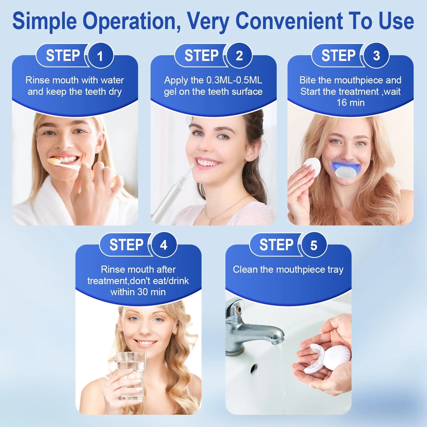 MOONORAH Teeth Whitening Kit, Teeth Whitening Light with Mouth Trays with 16 Accelerator LED light, 4 Teeth Whitening Gel for Sensitive Teeth, Professional Level Whitening Set, Rechargeable