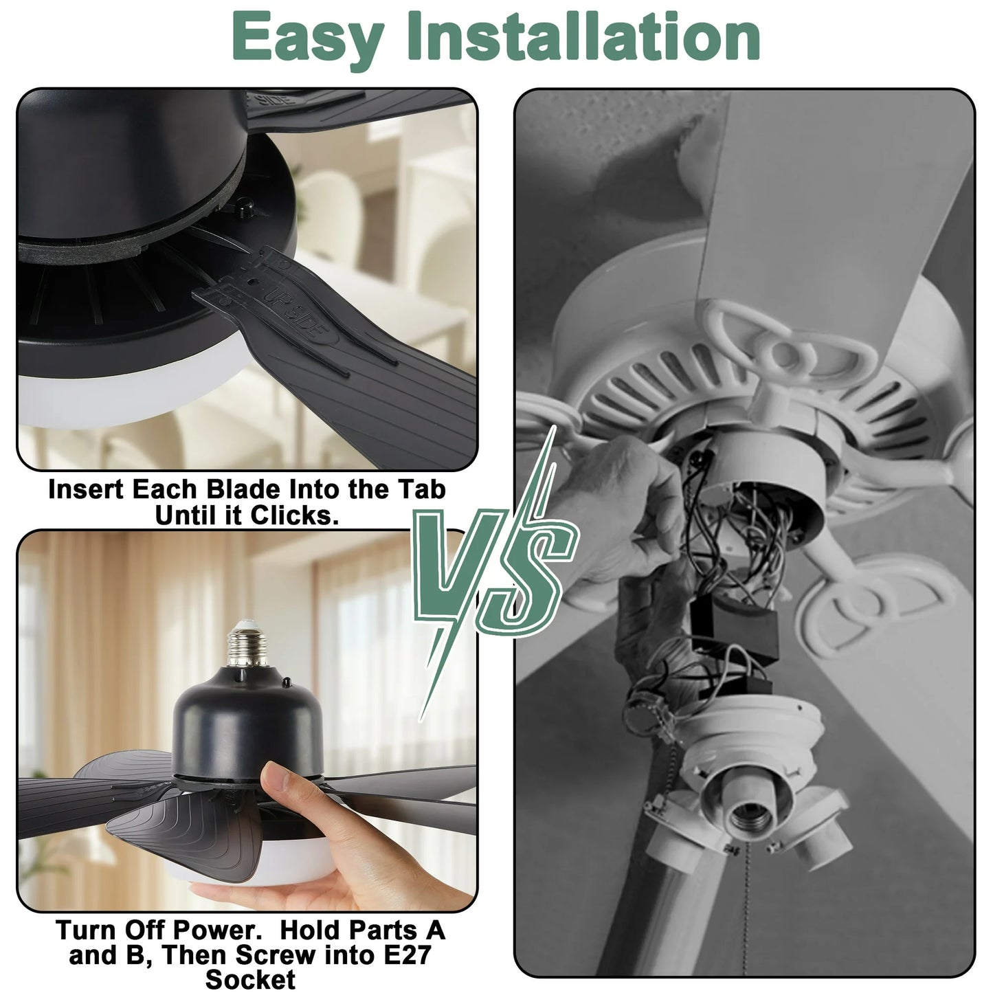LOFTER-Pro Ceiling Fans with Lights, 20.5 inch Low Profile Ceiling Fan and Remote Control Modern Flush Mount Black Ceiling Fans, Dimmable 3 Colors ,3 Speeds, 5 Blades for Bedroom, Kitchen, Patios