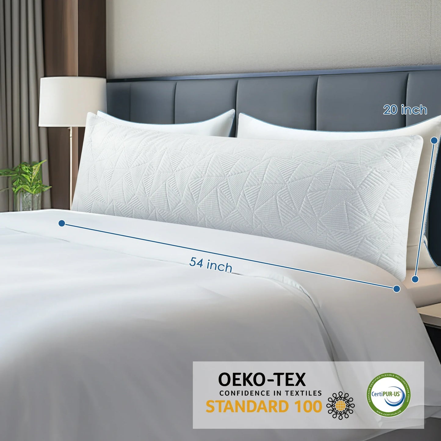 MOONORAH Body Pillow, Shredded Memory Foam Soft Cooling Long Body Pillows for Adults Side Sleeper, 2 in 1 Large Full Bed Pillows for Sleeping - 20x54 inch, White