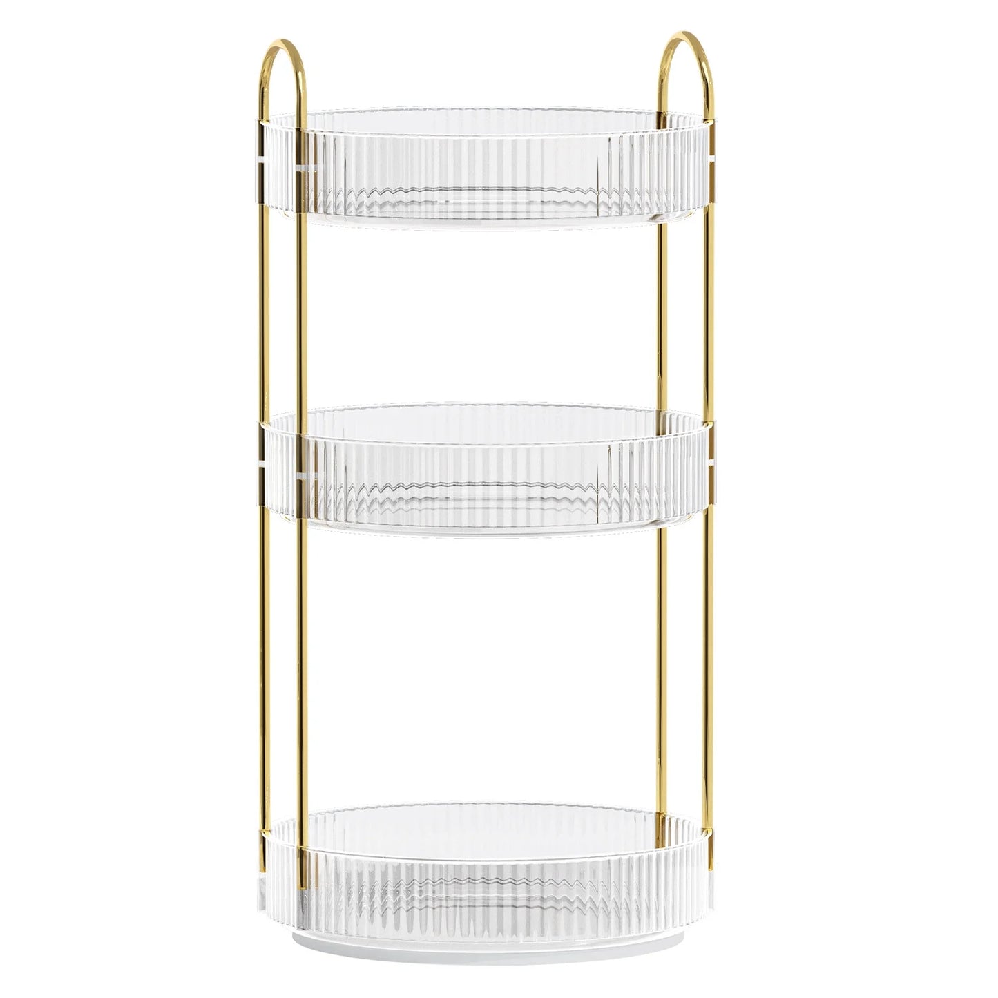 360° Rotating Makeup Organizer, Bathroom Makeup Holder, 3 Tiers Large Capacity Storage Shelf, Clear