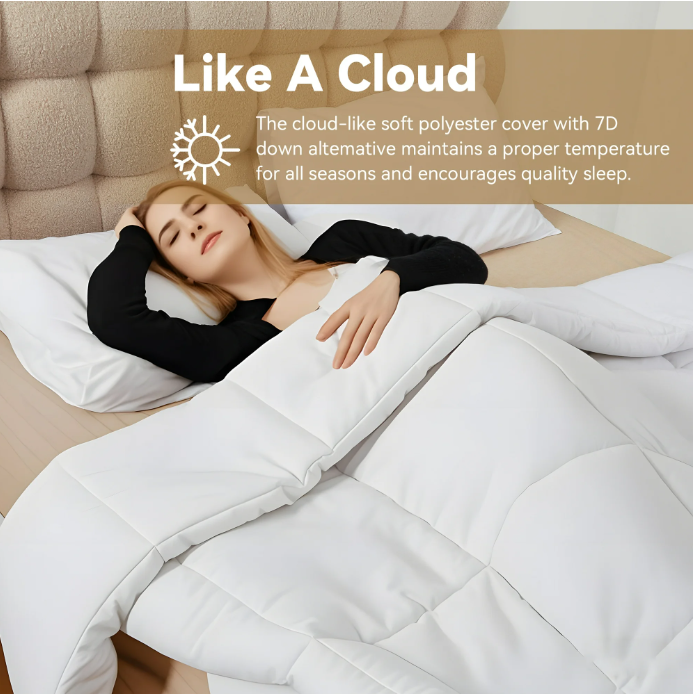 MOONORAH Cal-King Comforter Set, Bed in a Bag, Machine Washable Bedding Set with 2 Pillowcases for All Seasons - 3 Pieces White