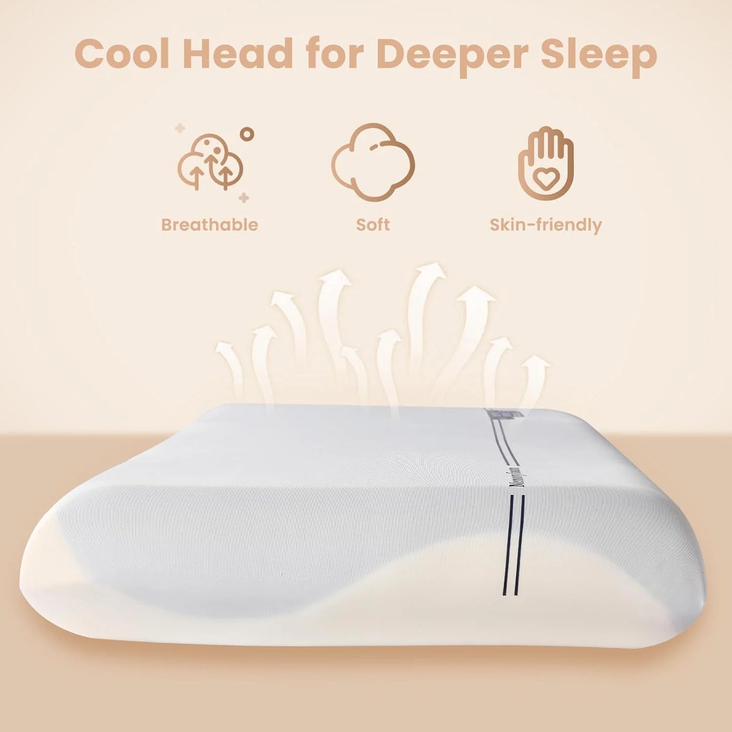 MOONORAH Bed Pillows, Cooling Memory Foam Bed Pillow for Neck Pain Relief, Two-Sided Cooling Pillow for Back, Stomach or Side Sleepers, Hotel Quality Bed Pillows Soft, Queen Size, 28" x 16"