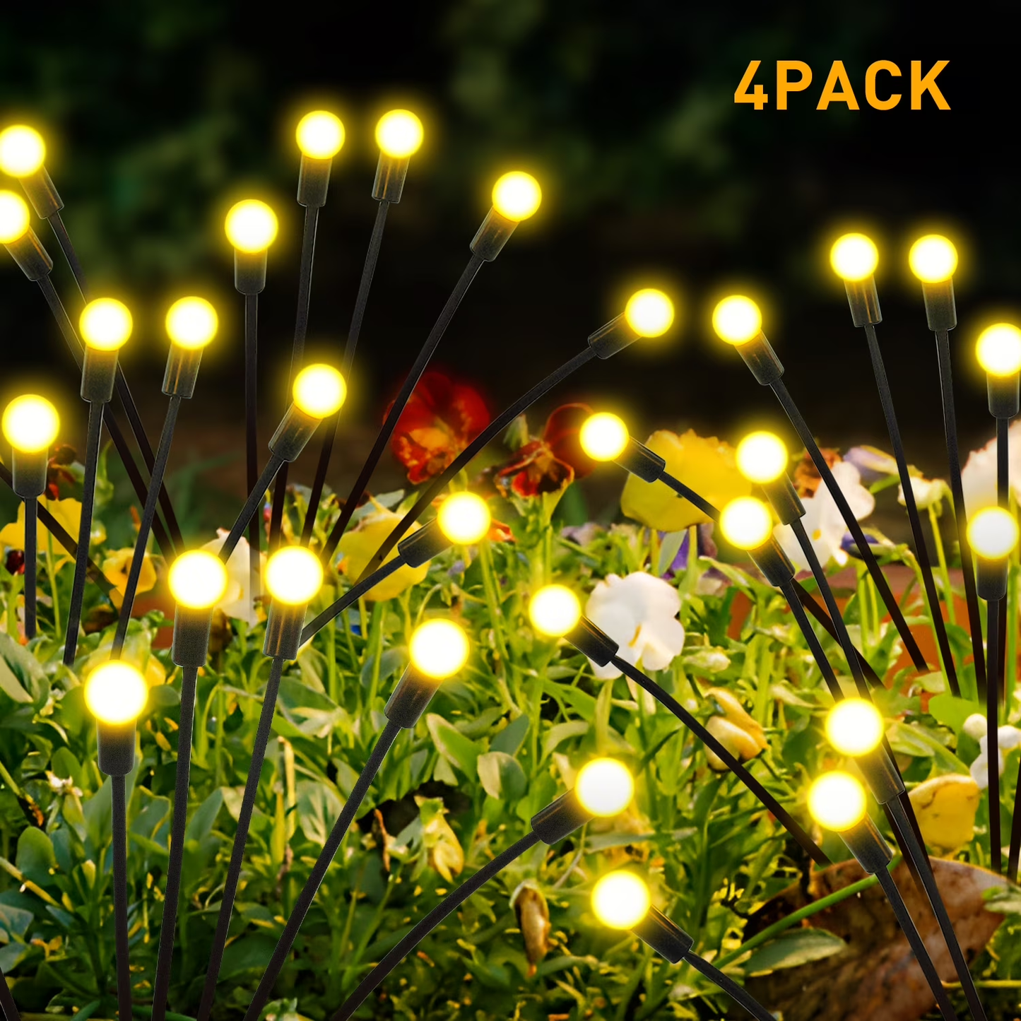 LOFTER-PRO Solar Garden Lights Outdoor,4 Packs 32LED,Upgraded Solar Swaying Light, Warm White