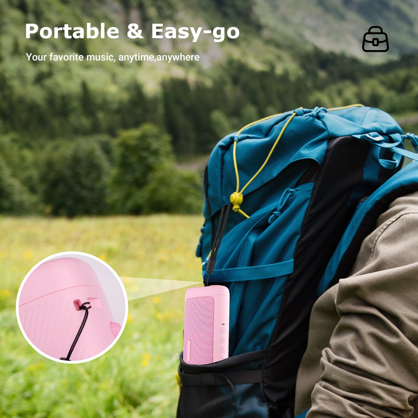 MOONORAH Bluetooth Speaker, Portable Wireless Bluetooth Speaker with HD Sound, IPX5 Waterproof, 24-Hour Playtime with Lights, Bluetooth 5.3, TWS Paring, Wireless Speaker for Home, Outdoors, Pink