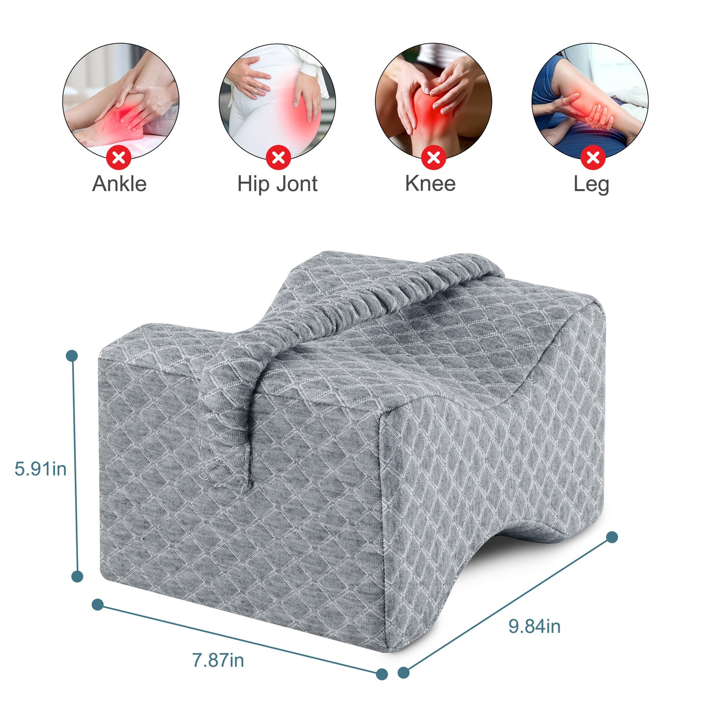 MOONORAH Knee Pillow for Side Sleepers,Leg Pillow for Sciatica, Back, HIPS, Knees, Joints Pain Relief,Washable Cover,Grey
