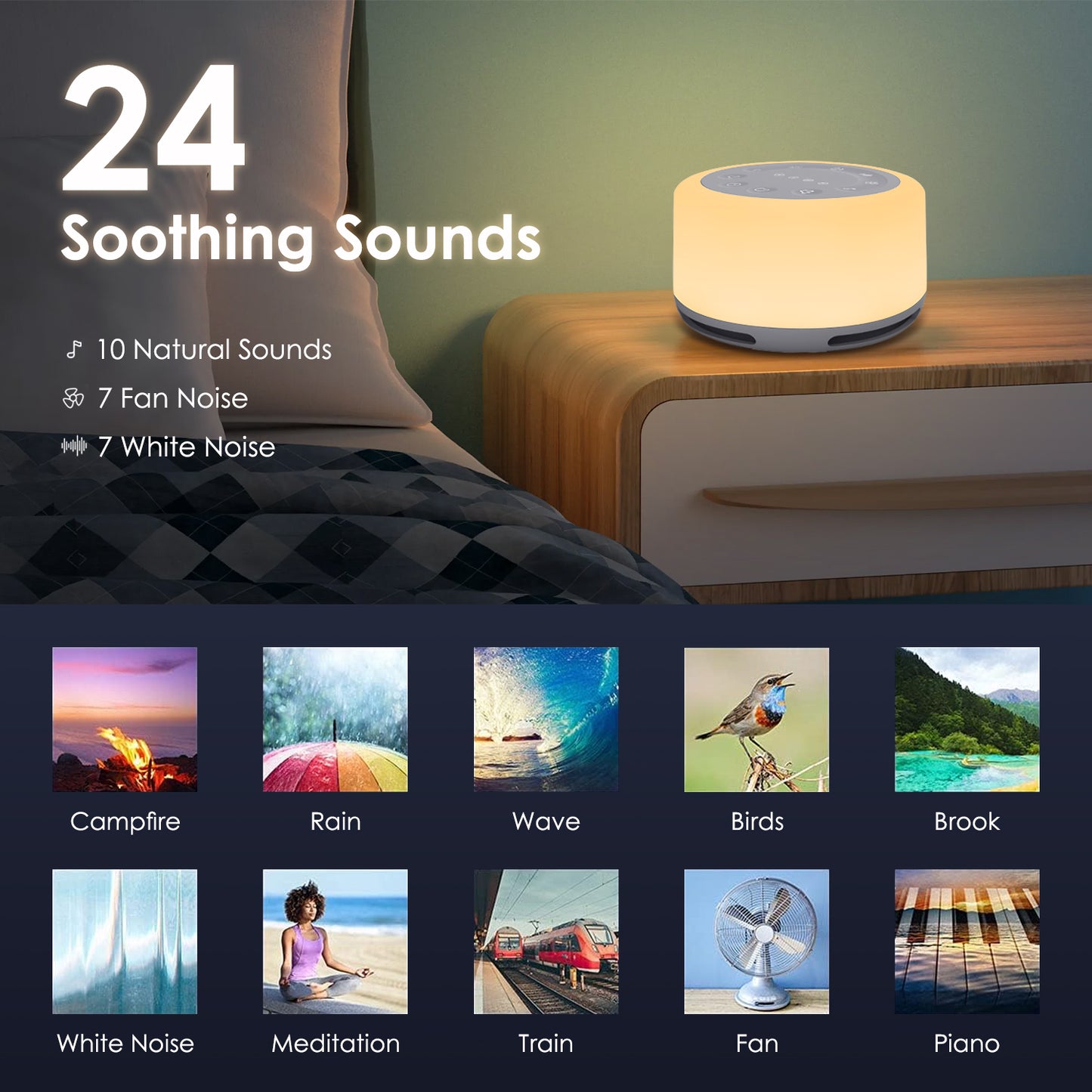 LOFTER-PRO Night Light, Baby Sound Machine, Sound Machine with Night Light for Sleeping with 24 Soothing Sounds, White Noise Soother for Bedroom