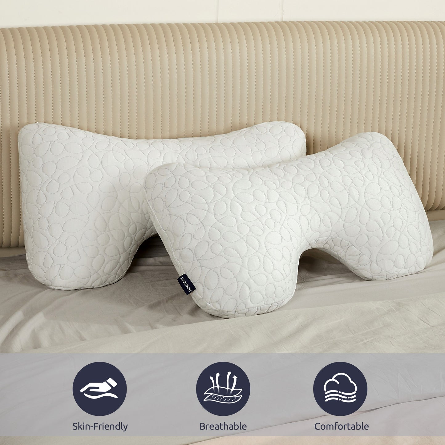 Cervical Pillow for Neck Pain Relief,Ergonomic Orthopedic Neck Pillow Support for Side Back Stomach Sleepers with Pillowcase,Black,King Size 27.56"x16.54"x5.51"