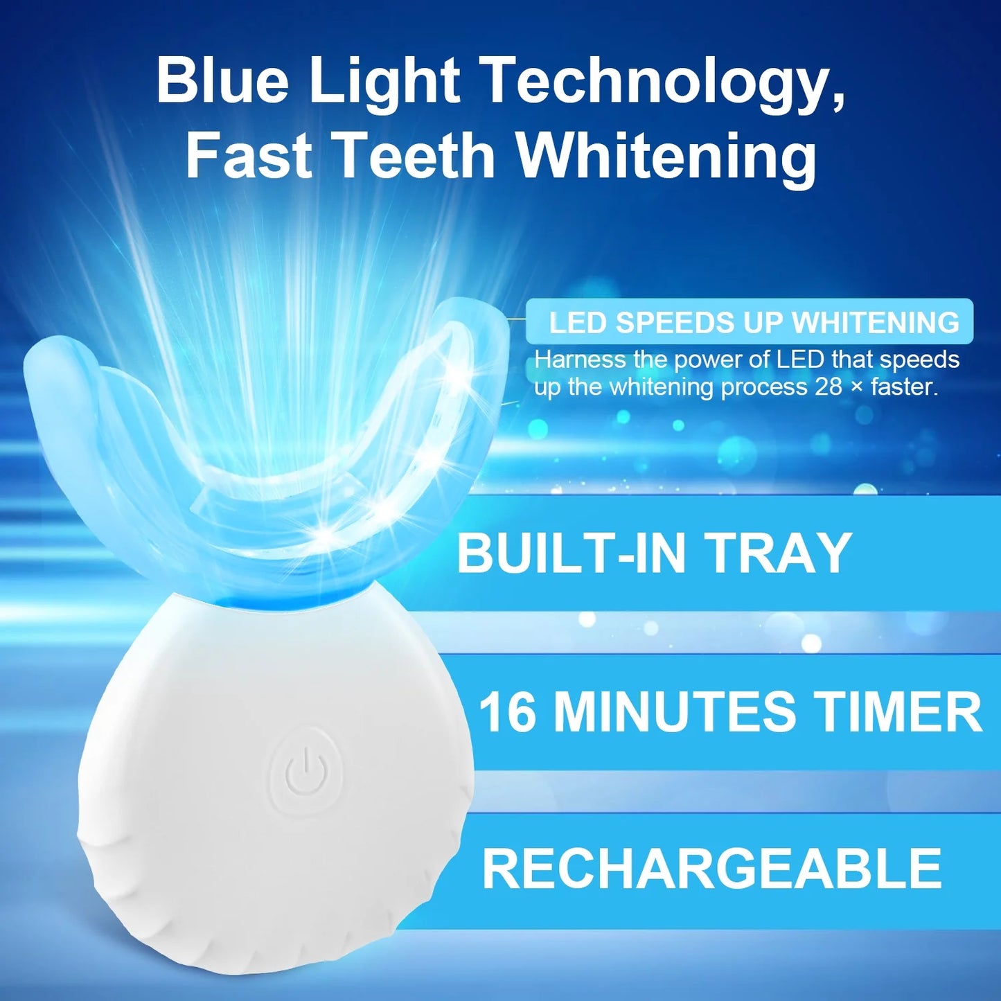 MOONORAH Teeth Whitening Kit, Teeth Whitening Light with Mouth Trays with 16 Accelerator LED light, 4 Teeth Whitening Gel for Sensitive Teeth, Professional Level Whitening Set, Rechargeable