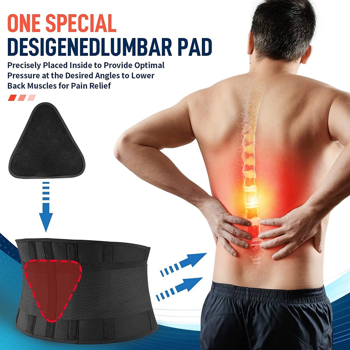 OTDLIGHT Back Brace , Lower Back Pain Relief with an Adjustable and Breathable Design, Back Lumbar Support Belt for Men and Women for Herniated Disc Scoliosis Sciatica Herniated Disc-Black(XXL)