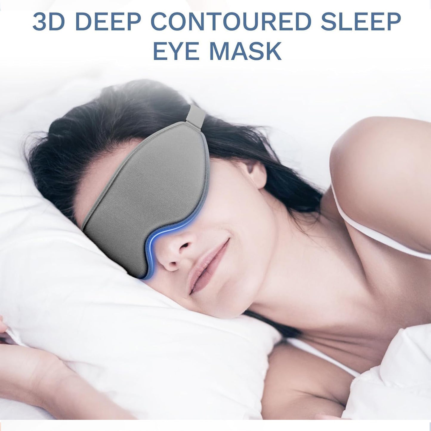 MOONORAH Sleep Eye Mask, 3D Contoured Eye Covers, 100% Light Blocking with Adjustable Strap, Sleeping Mask for Side Sleeper Men Women Memory Foam, Grey