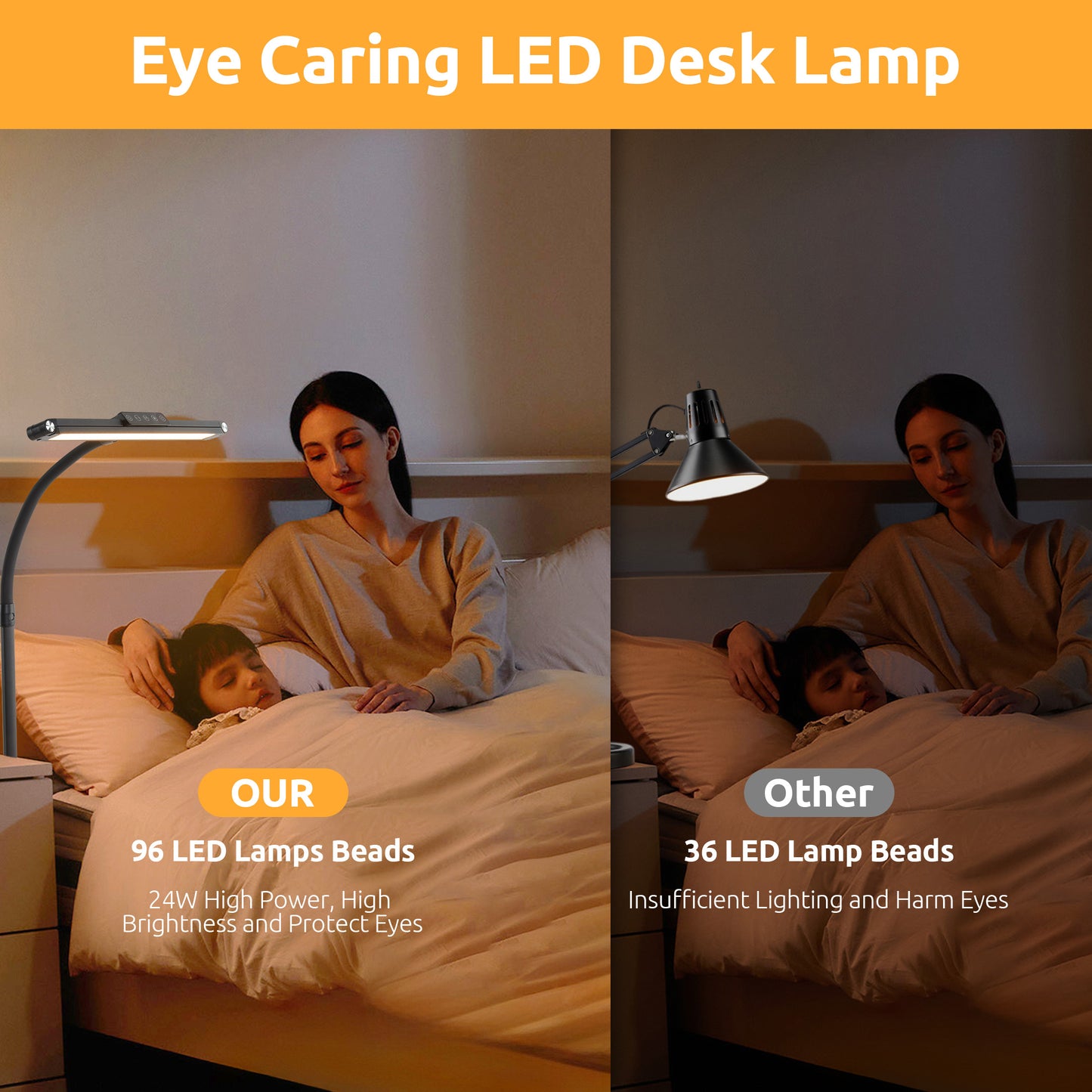 LOFTER-PRO LED Desk Lamps for Home Office, Eye Caring Architect Table Lights with Clamp, 24W Dimmable Overhead Light, Adjustable Flexible Gooseneck, 25 Lighting Models with Remote Control, Black