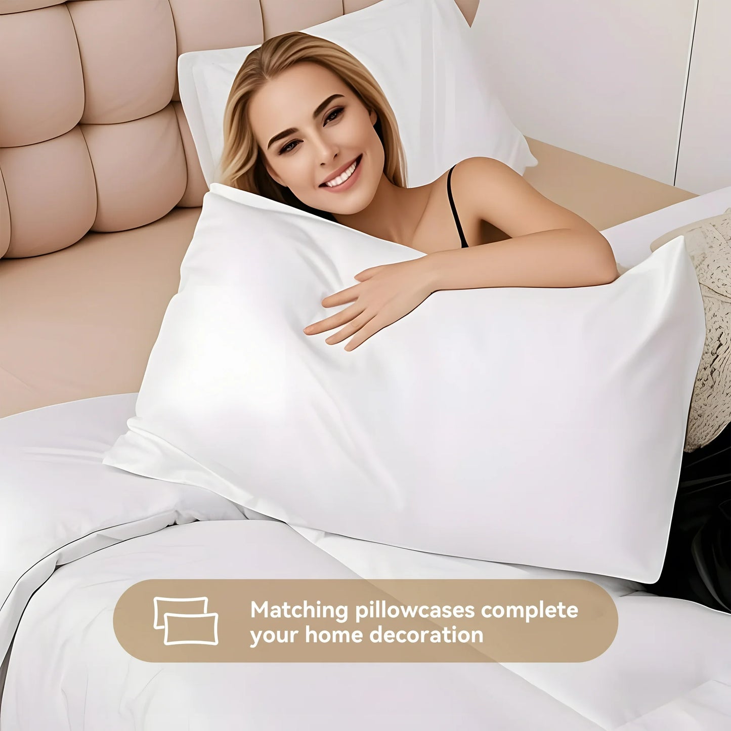 MOONORAH Twin Comforter Set, Bed in a Bag, Machine Washable Bedding Set with Pillowcases for All Seasons - 2 Pieces White