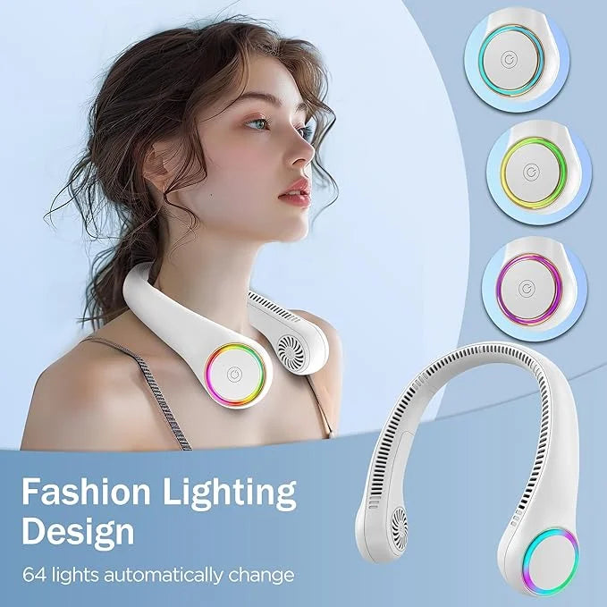 LOFTER-PRO Portable Neck Fan, Hands-Free Bladeless, 3 Speeds, 4000 mAh Battery Operated Wearable Personal Fan, Twistable, Rechargeable, Gift for Women Men, White