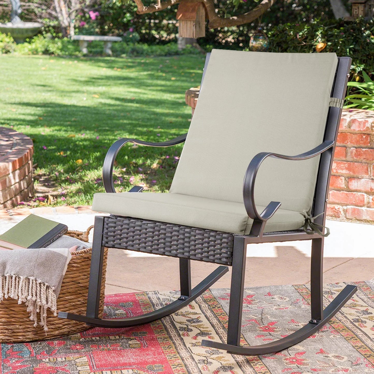MOONORAH Outdoor Chair Cushions, Patio Seat Cushions Outdoor Chair Pads, 42"L x 18"W Rectangle Waterproof Outdoor Chair Cushion Garden Sofa Couch Chair Pads, Premium Comfortable, Grey