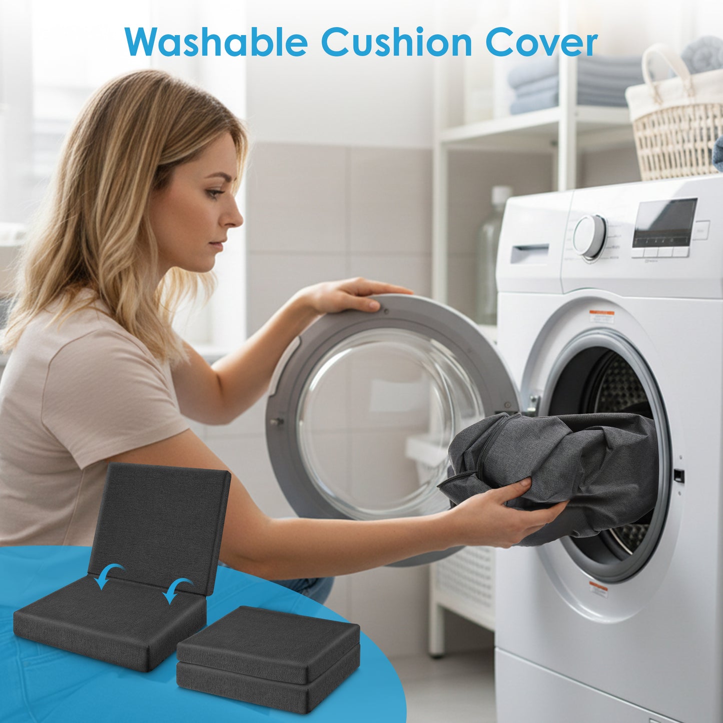 Wheelchair Seat Cushions, WANALIT Washable Waterproof Foam Waffle Cushion Foam Seat Pad for Relieve Sciatica Back Tailbone Pressure Sore & Ulcer Pain with Lumbar Support for Chair-Black