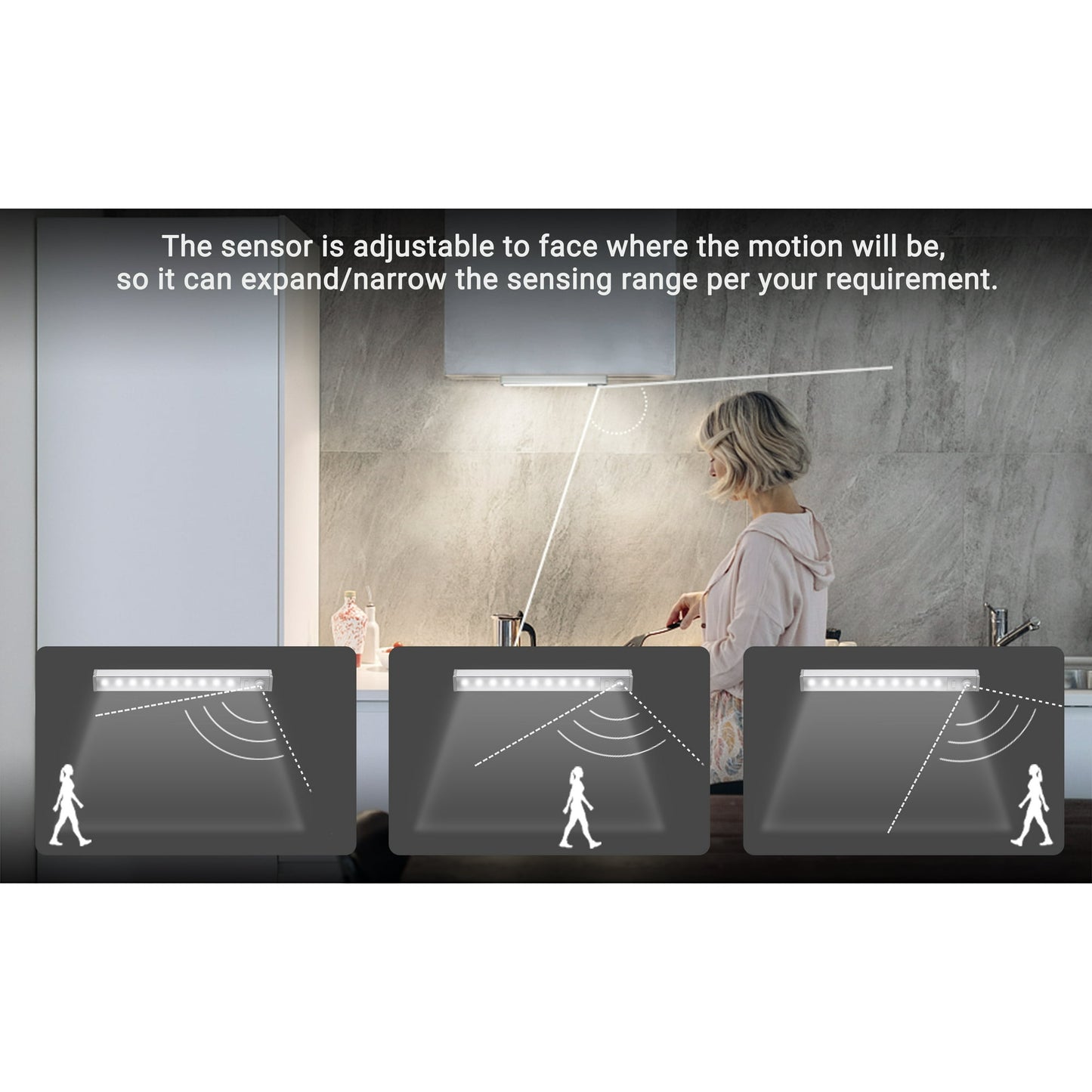 LOFTER-PRO 3 Pack Motion Sensor Light Wireless 10 LED Under Cabinet Lighting Night Light Bar Safe Lights for Kitchen Wardrobe Closets Cupboard Stairs