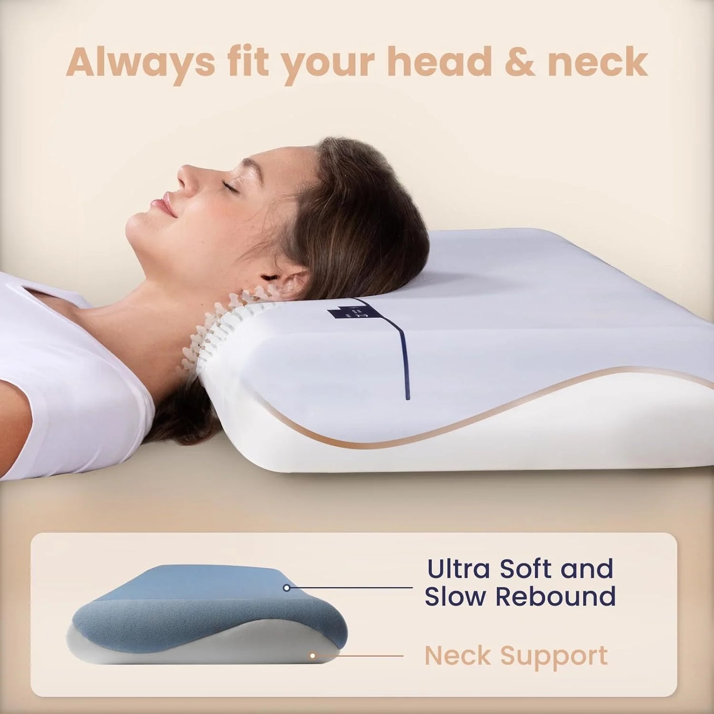MOONORAH Bed Pillows, Cooling Memory Foam Bed Pillow for Neck Pain Relief, Two-Sided Cooling Pillow for Back, Stomach or Side Sleepers, Hotel Quality Bed Pillows Soft, Queen Size, 28" x 16"